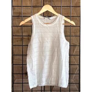NWT Thakoon Womens Tank Top Small White Lace Crewneck Crochet Cottagecore